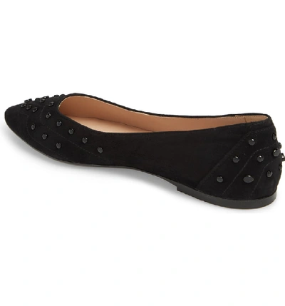 Shop Tod's Gommini Studded Ballet Flat In Black Suede