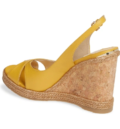 Shop Jimmy Choo Amely Slingback Wedge Sandal In Saffron