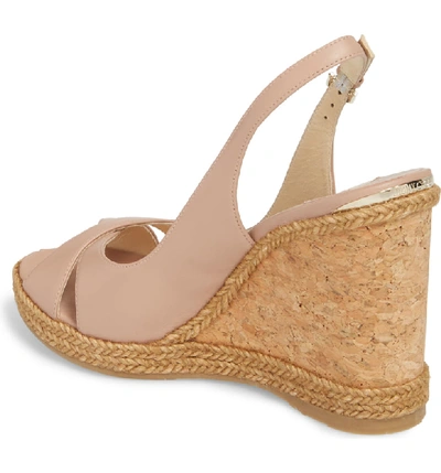 Shop Jimmy Choo Amely Slingback Wedge In Ballet Pink