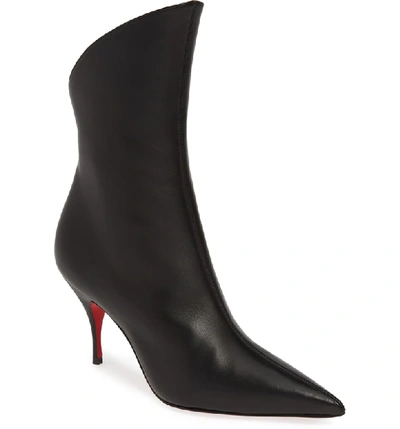 Shop Christian Louboutin Claire Zip Bootie In Black/ Silver