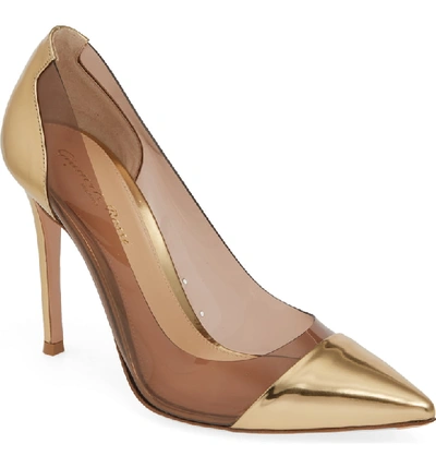 Shop Gianvito Rossi Clear Pump In Gold