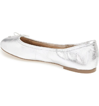Shop Sam Edelman Felicia Flat In Soft Silver Leather