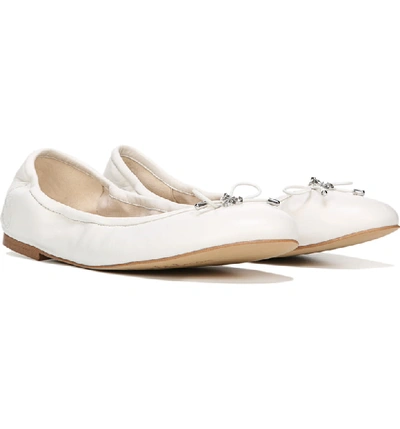 Shop Sam Edelman Felicia Flat In Bright White Nappa Leather