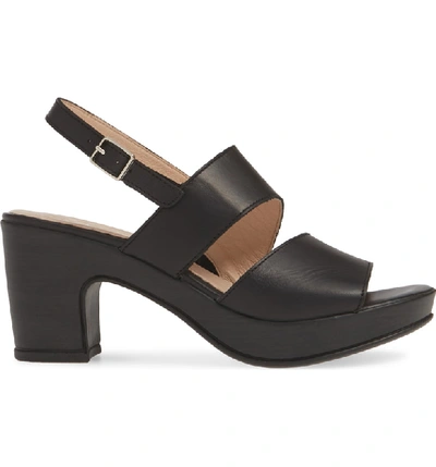 Shop Wonders Block Heel Sandal In Nature Black Leather