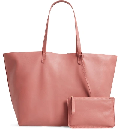 Shop Mansur Gavriel Oversize Lambskin Leather Tote - Pink In Blush