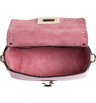 Shop Valentino Rockstud Mini Calfskin Leather Crossbody Bag In Giacinto