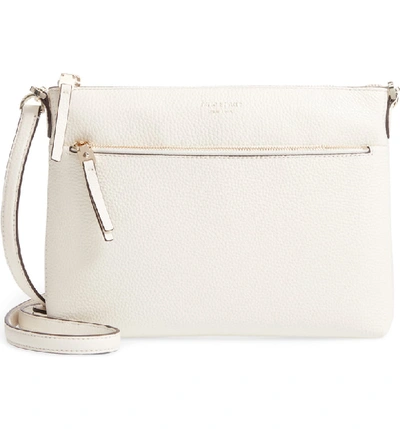 Shop Kate Spade Medium Polly Leather Crossbody Bag - White In Parchment