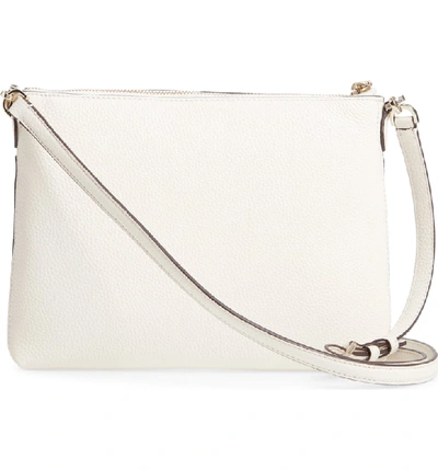 Shop Kate Spade Medium Polly Leather Crossbody Bag - White In Parchment