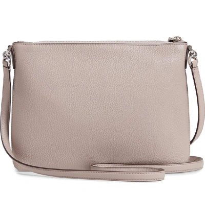 Shop Kate Spade Medium Polly Leather Crossbody Bag - Beige In Warm Taupe