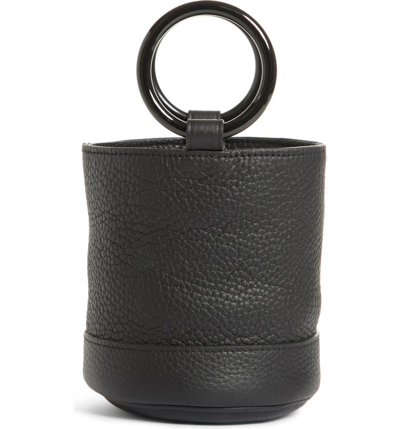 Shop Simon Miller Bonsai 15 Calfskin Leather Bucket Bag - Black In Black Tonal