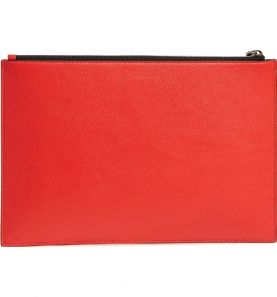 Shop Givenchy Medium Perforated Logo Leather Pouch - Red In Pop Red