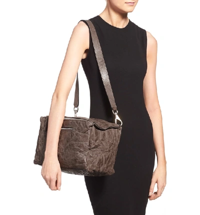 Shop Givenchy Medium Pepe Pandora Leather Satchel In Charcoal