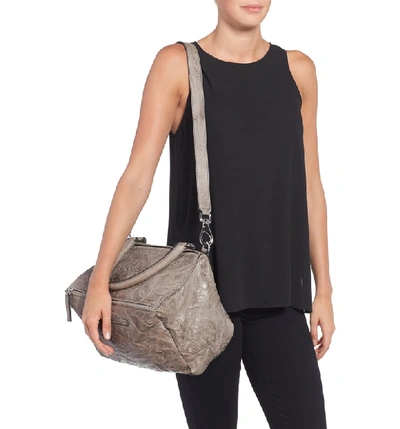 Shop Givenchy Medium Pepe Pandora Leather Satchel In Charcoal