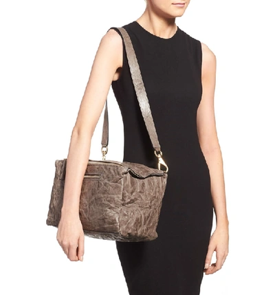 Shop Givenchy Medium Pepe Pandora Leather Satchel In Charcoal