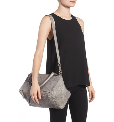 Shop Givenchy 'medium Pepe Pandora' Leather Satchel - Grey In Pearl Grey