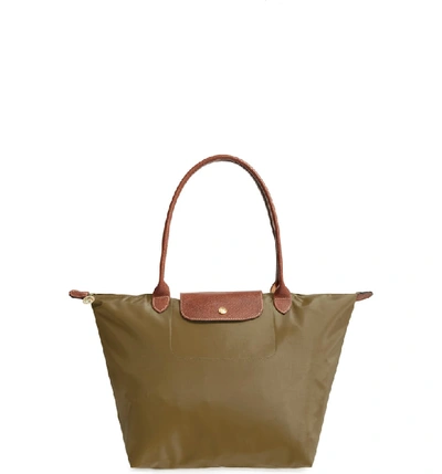 Shop Longchamp Large Le Pliage Tote - Green In New Khaki