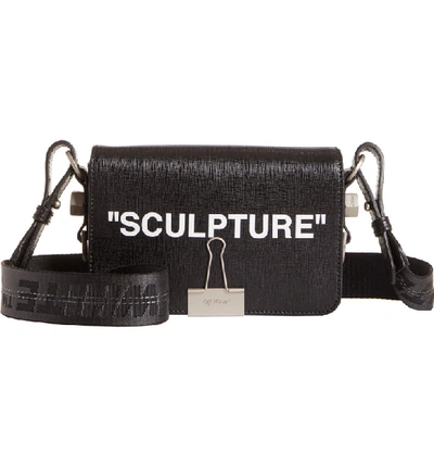 Shop Off-white Sculpture Leather Mini Flap Bag In Black White