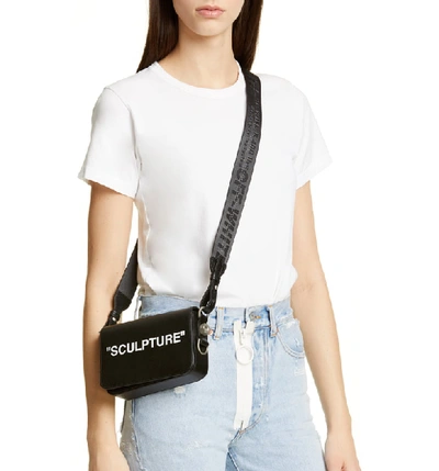 Shop Off-white Sculpture Leather Mini Flap Bag In Black White
