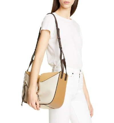 Shop Loewe Small Hammock Tricolor Leather Hobo - Brown In Mocca Multi