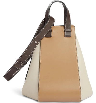 Shop Loewe Small Hammock Tricolor Leather Hobo - Brown In Mocca Multi