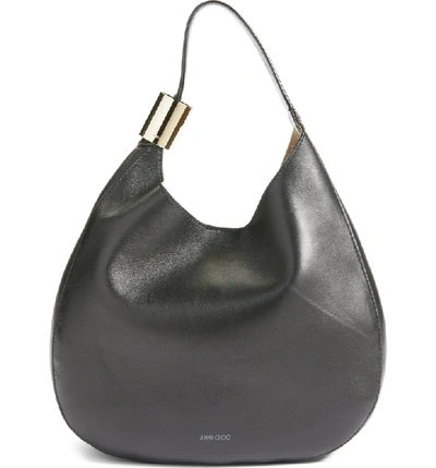 Shop Jimmy Choo Stevie Lambskin Leather Hobo - Black