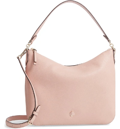 Shop Kate Spade Medium Polly Leather Shoulder Bag In Flapper Pink