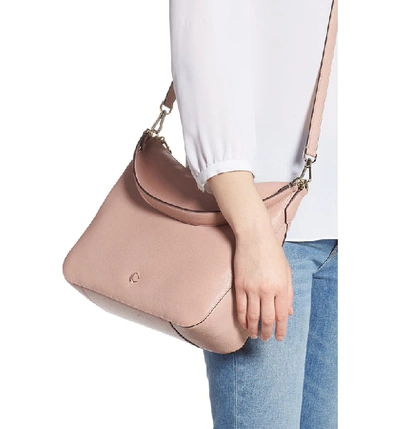Shop Kate Spade Medium Polly Leather Shoulder Bag In Flapper Pink