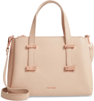 Shop Ted Baker Julieet Large Adjustable Handle Leather Satchel - Beige In Taupe