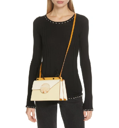 Shop Danse Lente Phoebe Bis Acetate Closure Crossbody Bag - Beige In Marshmallow/ Pumpkin