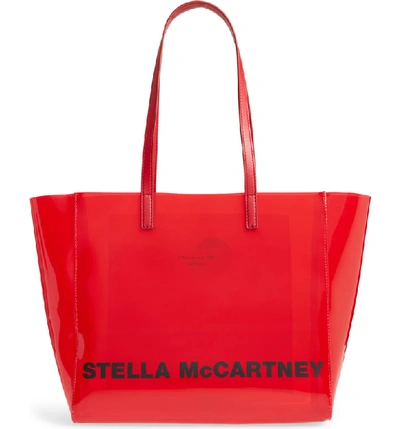 Shop Stella Mccartney Clear Logo Tote - Red