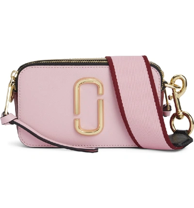 Shop Marc Jacobs Snapshot Crossbody Bag In Baby Pink/ Red