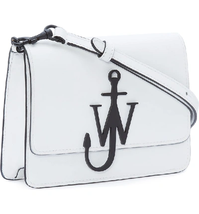 Shop Jw Anderson Logo Leather Crossbody Bag In White/ Black