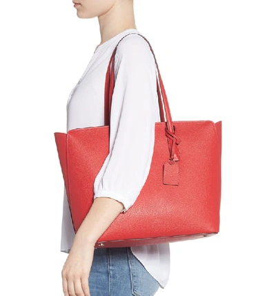 Shop Kate Spade Large Margaux Leather Tote In Hot Chili