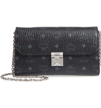 Shop Mcm Millie Monogrammed Leather Crossbody Bag - Black