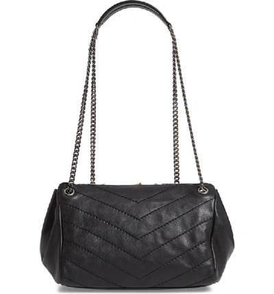 Shop Saint Laurent Small Nolita Pin Embellished Leather Shoulder Bag - Black In Noir
