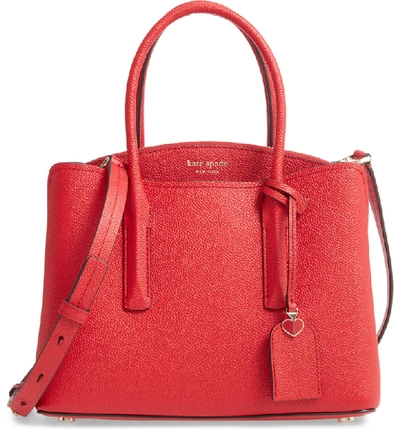 Shop Kate Spade Medium Margaux Leather Satchel In Hot Chili