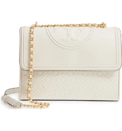 Shop Tory Burch Fleming Quilted Lambskin Leather Convertible Shoulder Bag In Birch