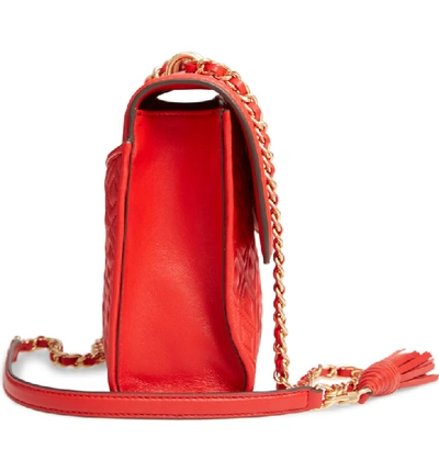 Shop Tory Burch Fleming Leather Convertible Shoulder Bag In Brilliant Red