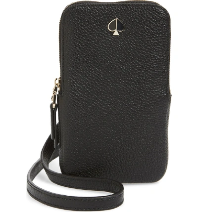 Shop Kate Spade Polly Leather Phone Crossbody Bag In Black