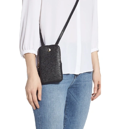 Shop Kate Spade Polly Leather Phone Crossbody Bag In Black