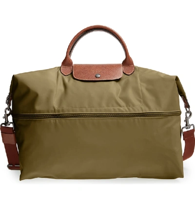 Shop Longchamp Le Pliage 21-inch Expandable Travel Bag - Green In New Khaki