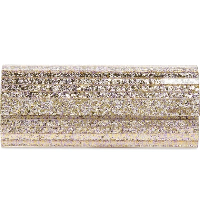 Shop Jimmy Choo Sweetie Glitter Clutch In Platinum Mix