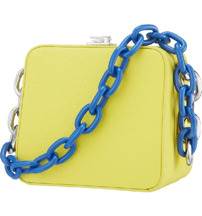 Shop The Volon Cube Chain Handle Leather Bag - Yellow In Lemon