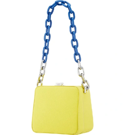 Shop The Volon Cube Chain Handle Leather Bag - Yellow In Lemon