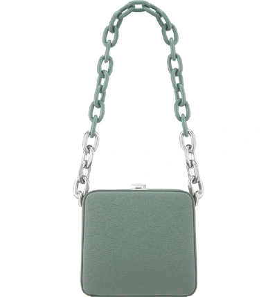 Shop The Volon Cube Chain Handle Leather Bag - Green In Military
