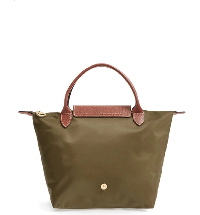 Shop Longchamp Small Le Pliage Top Handle Tote - Green In New Khaki