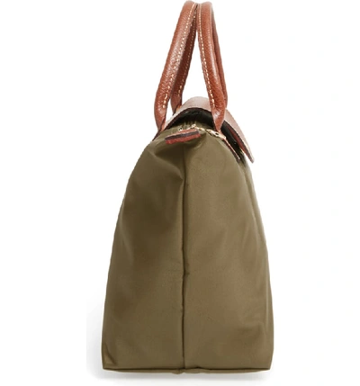 Shop Longchamp Small Le Pliage Top Handle Tote - Green In New Khaki