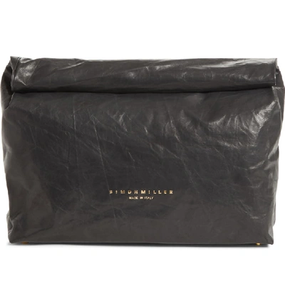 Shop Simon Miller Lunchbag Leather Roll Top Clutch - Black