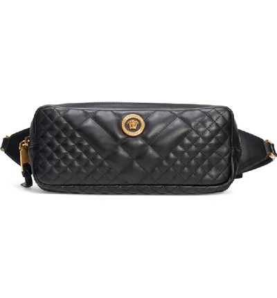 Shop Versace Icon Quilted Leather Belt Bag - Black In Nero