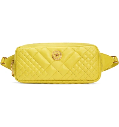 Shop Versace Icon Quilted Leather Belt Bag - Yellow In Verde Acido